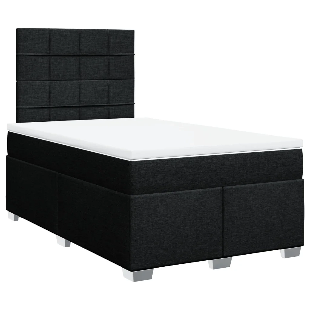 Giroletto a Molle con Materasso Nero 120x200 cm in Tessuto