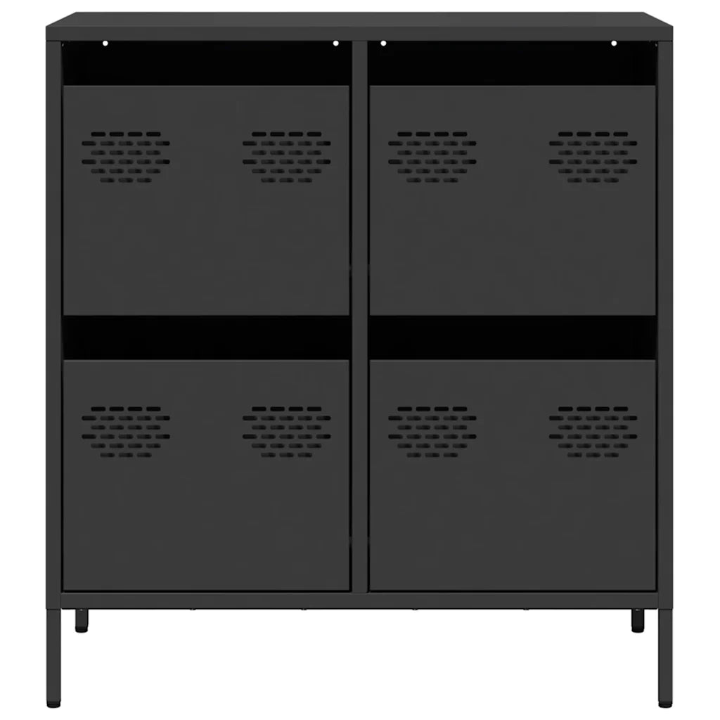 Credenza | Madia | Buffet da pranzo | Armadio da pranzo Nera 68x39x73,5 cm in Acciaio Laminato a Freddo