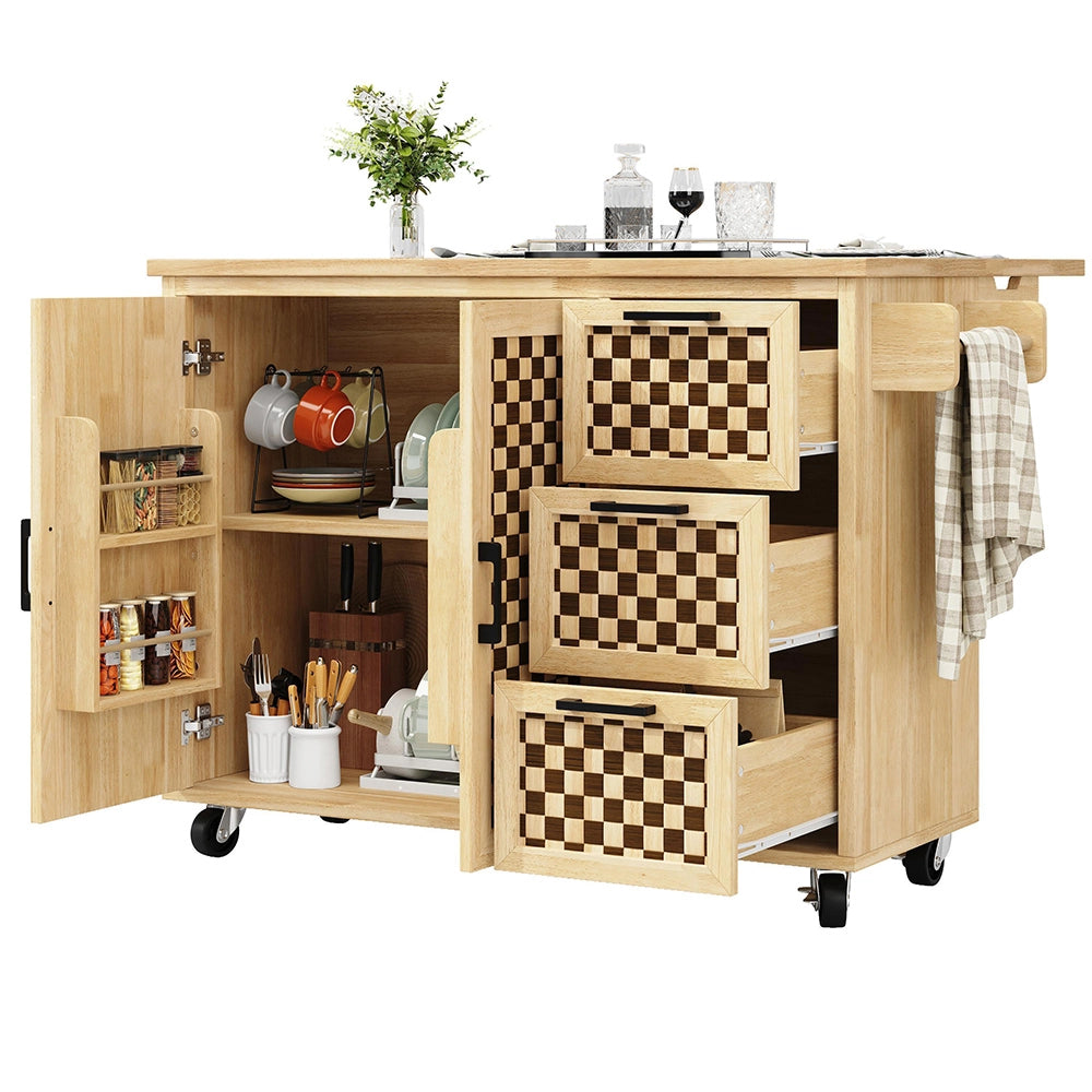 Isola cucina scacchi - Xylo - 120x45x92cm legno 3 cassetti