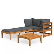 Set Divani Giardino 3 pz | Set Salotto da Giardino con Cuscini Grigio Scuro Legno Acacia
