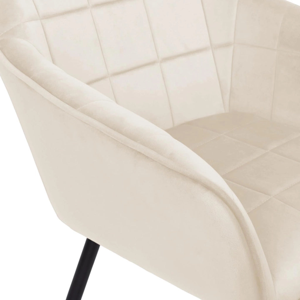 Lote de 2 sillas de comedor MADY de terciopelo beige con reposabrazos