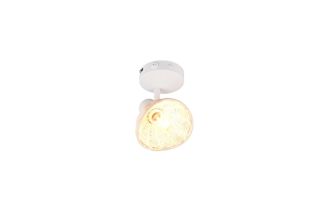 Faretto da soffitto boho 1xE14 bianco rattan CALVI RL