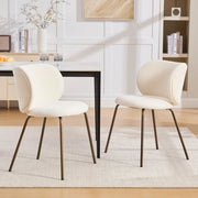 Sedie da Pranzo Set 2 Pezzi ¨C Xylo ¨C Velluto Crema, Gambe in Metallo Bronze, Schienale Curvo