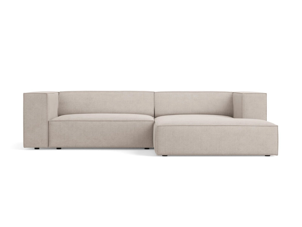 Cosmopolitan Design - Divano angolare destro "Arendal" 3 posti in ciniglia con effetto a coste beige scuro 
