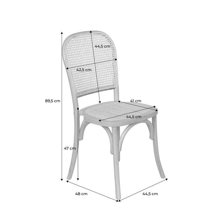 Set di 4 sedie in legno e rattan vintage , effetto noce