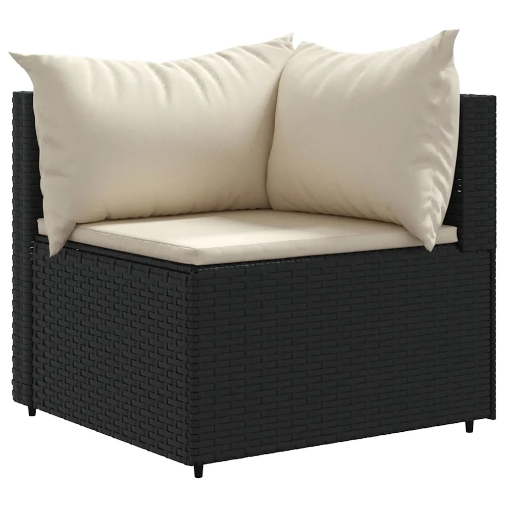Set Mobili da Giardino 6 pz con Cuscini in Polyrattan Nero 3308168