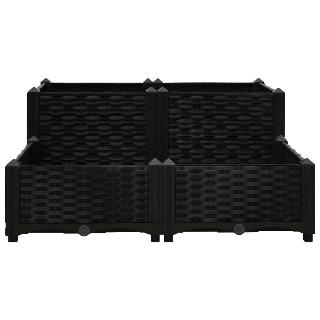 Fioriera rialzata vaso per fiori aiuola giardino balcone terrazza esterno 80 x 80 x 38 cm polipropilene nero 02_0000958