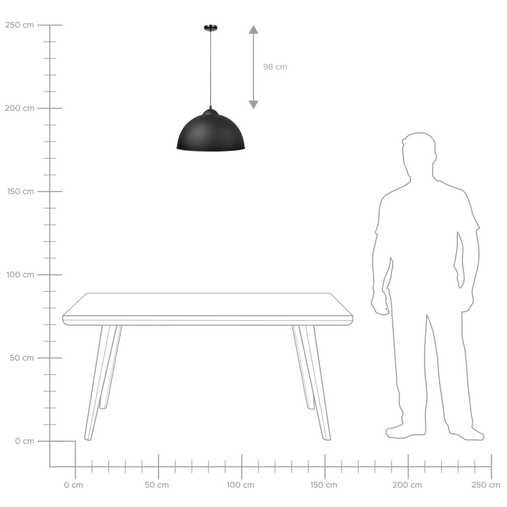 Lampada da soffitto nera Mezza Globo Metallo Industriale Moderna