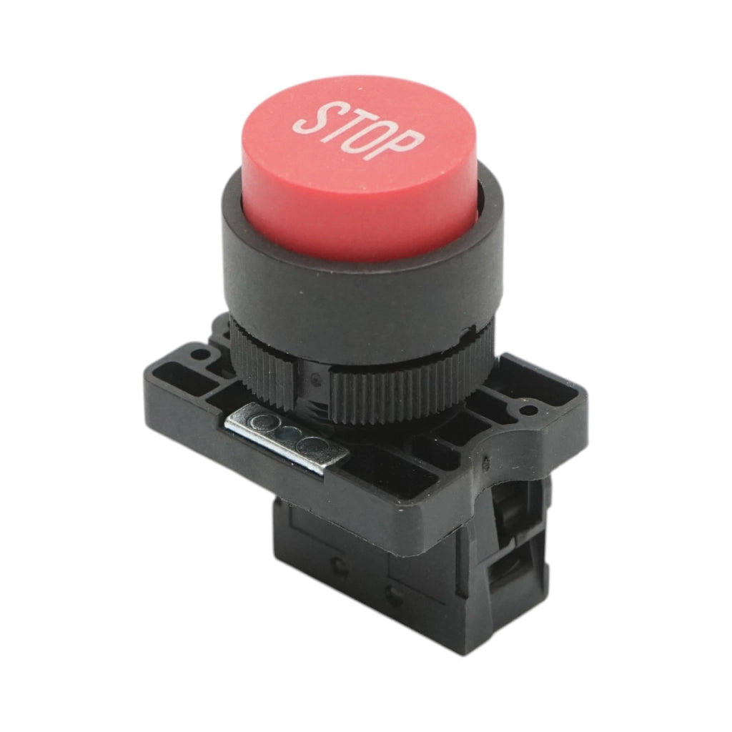 Pulsante di comando STOP convesso rosso con ritorno 1NC, 400V/10A, LAY5 Breckner Germany