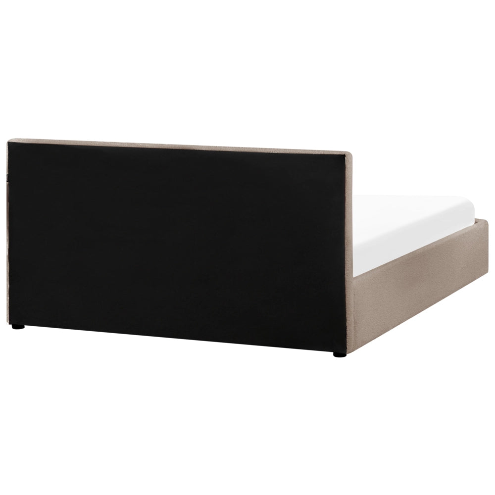 Letto Ottomano Tortora Boucle 160x200 cm Struttura imbottita con Testiera