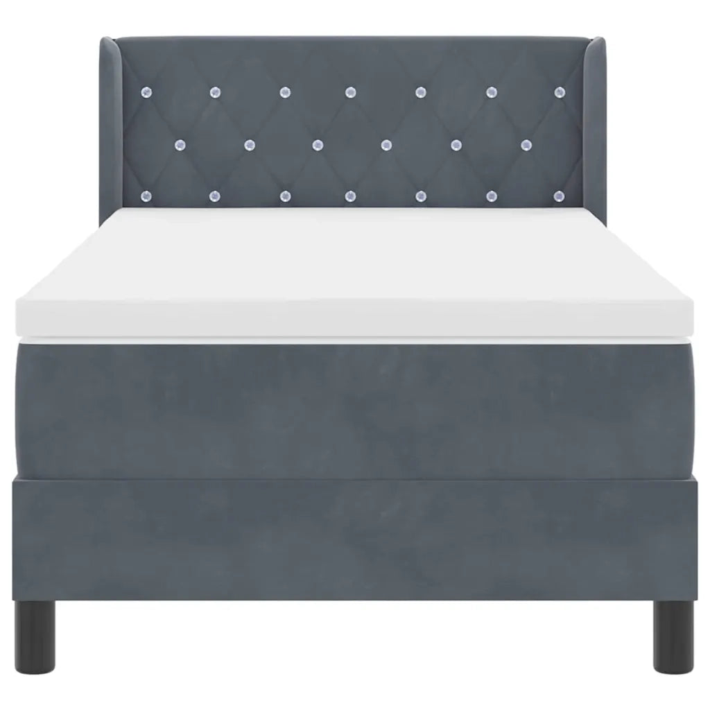 Letto a molle con testiera Grigio scuro 200 x 90 cm Velluto 3341397