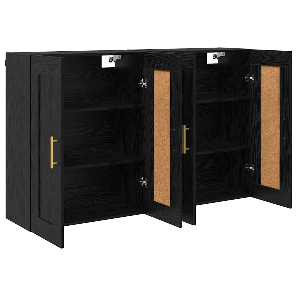 Mobile a muro 2 pcs Rovere Nero 69,5 x 34 x 90 cm 3415595