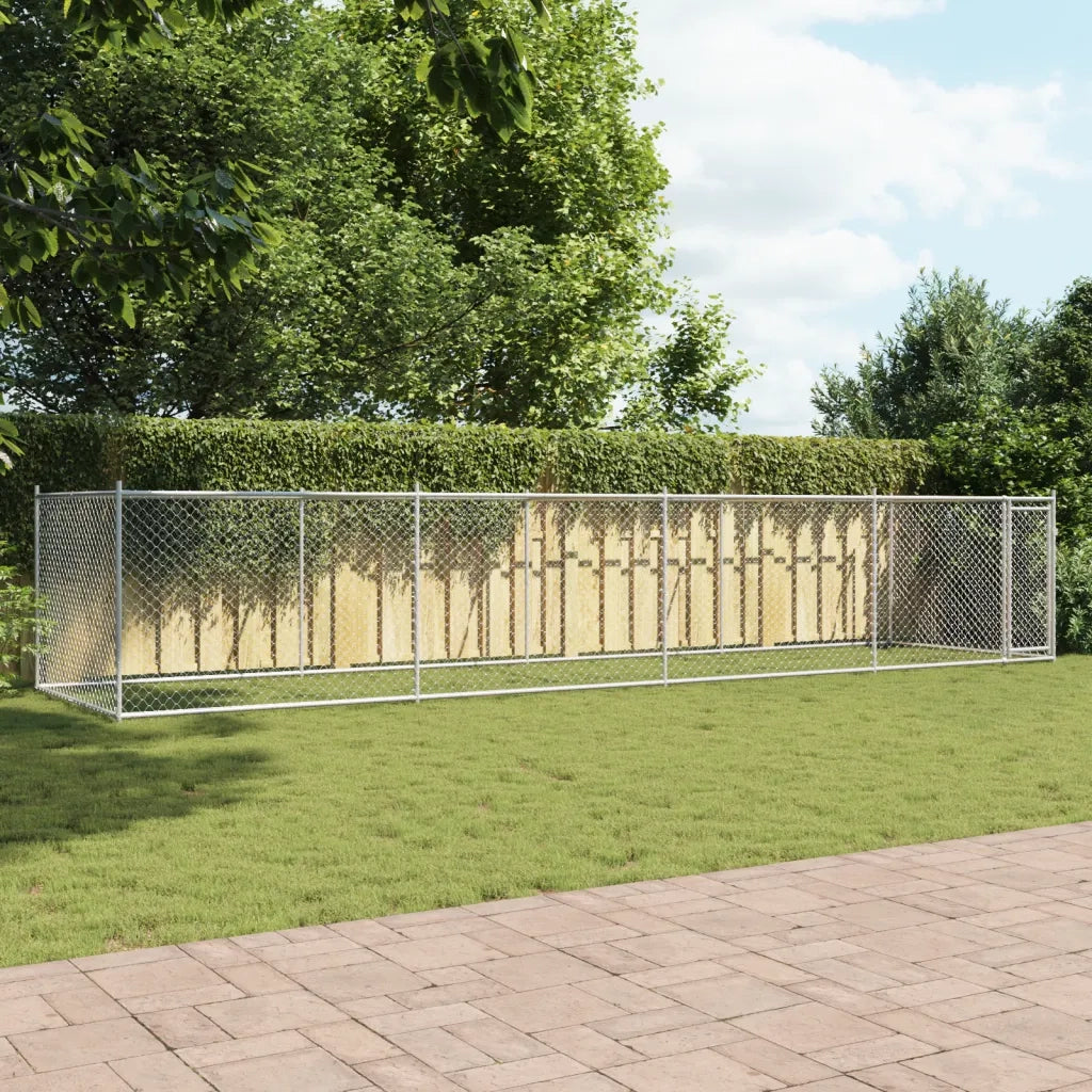 Gabbia per Cani con Porta Grigia 8x2x1,5 m in Acciaio Zincatocod mxl 110871