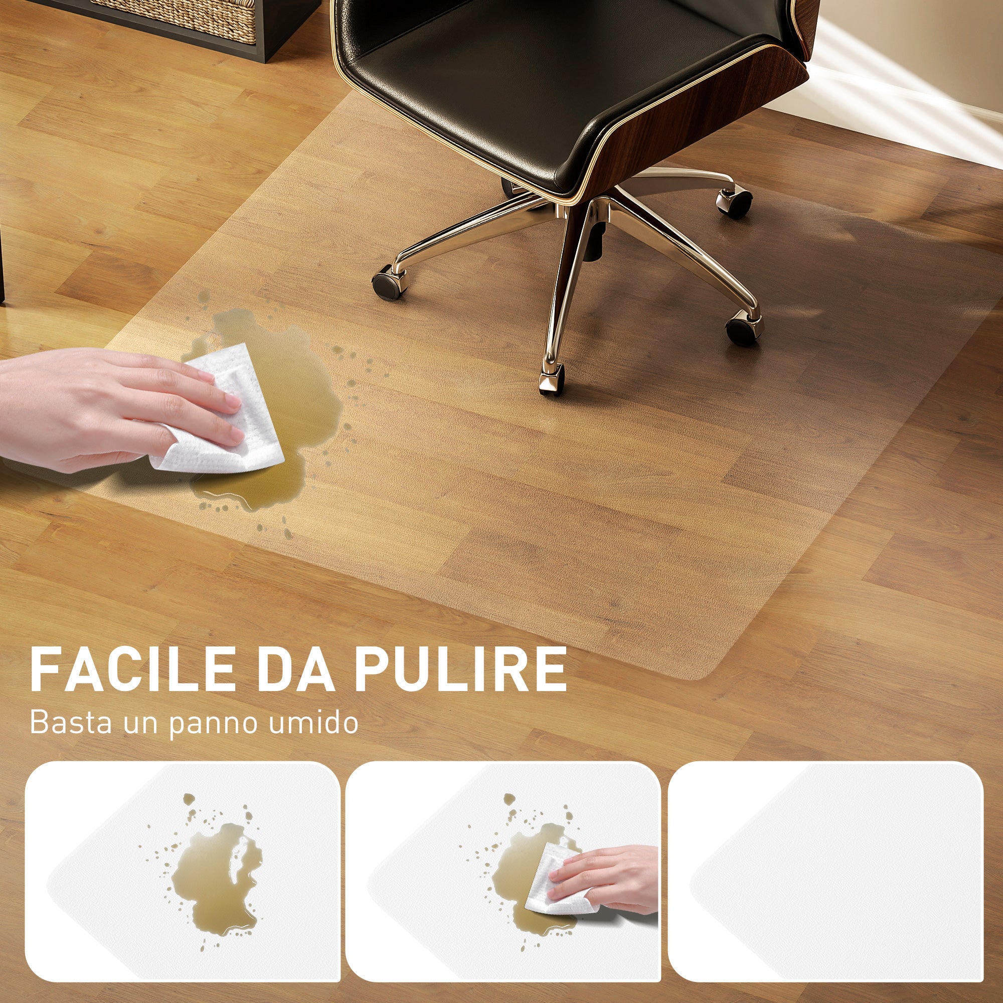 Tappetino per Sedia Ufficio Salvapavimento 120x120 cm in Plastica Trasparente