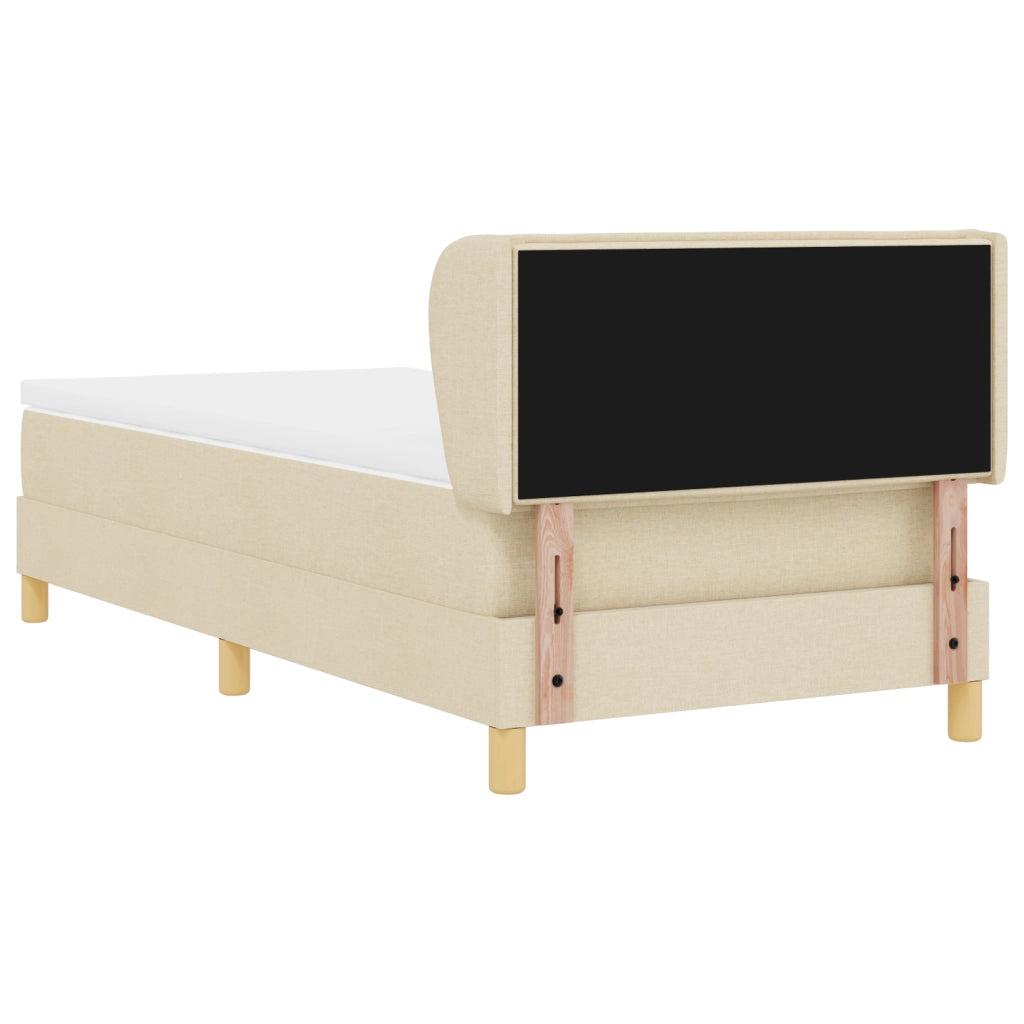 Letto Box Spring con Materasso in Panna - 90x190 cm Tessuto