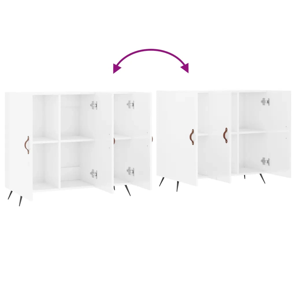 Credenza Bianco Lucido 90x34x80 cm in Legno Multistrato 828078