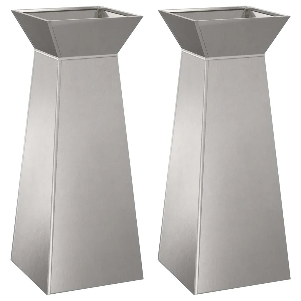 Vaso a Pilastro 2 pcs Argento 40 x 40 x 100 cm 873861