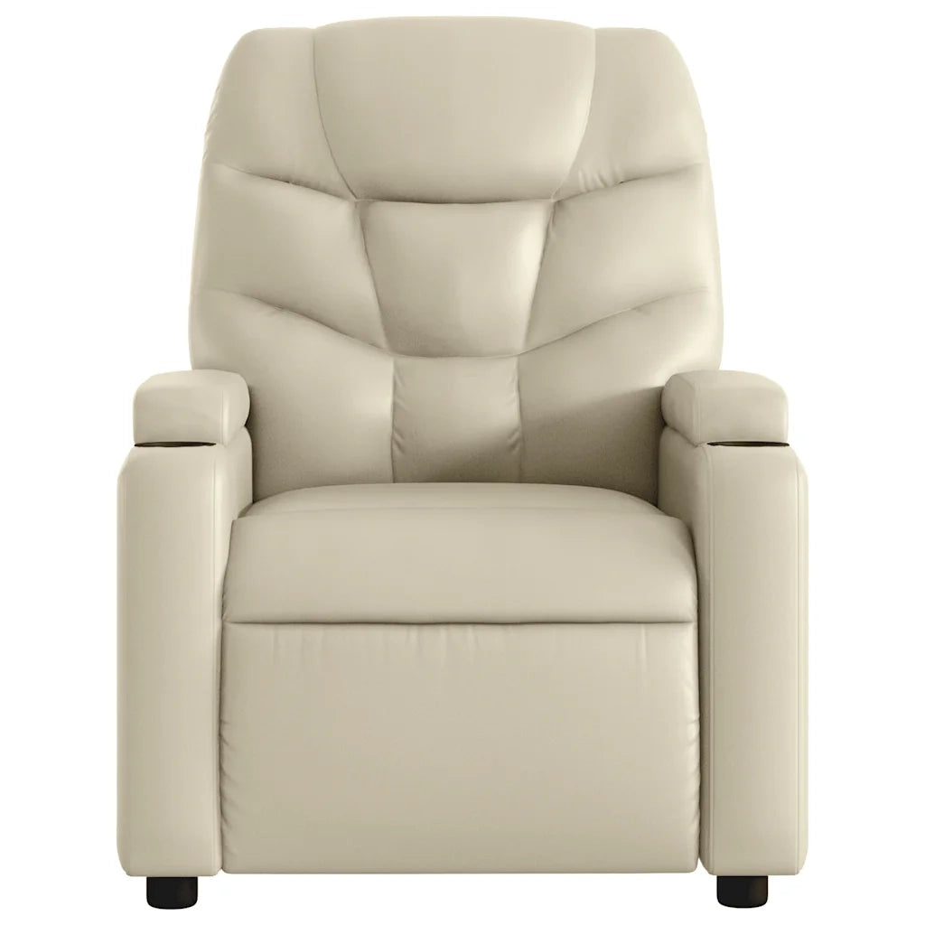 Divano Sedia-Poltrona reclinabile massaggiante in Similpelle Crema 550041