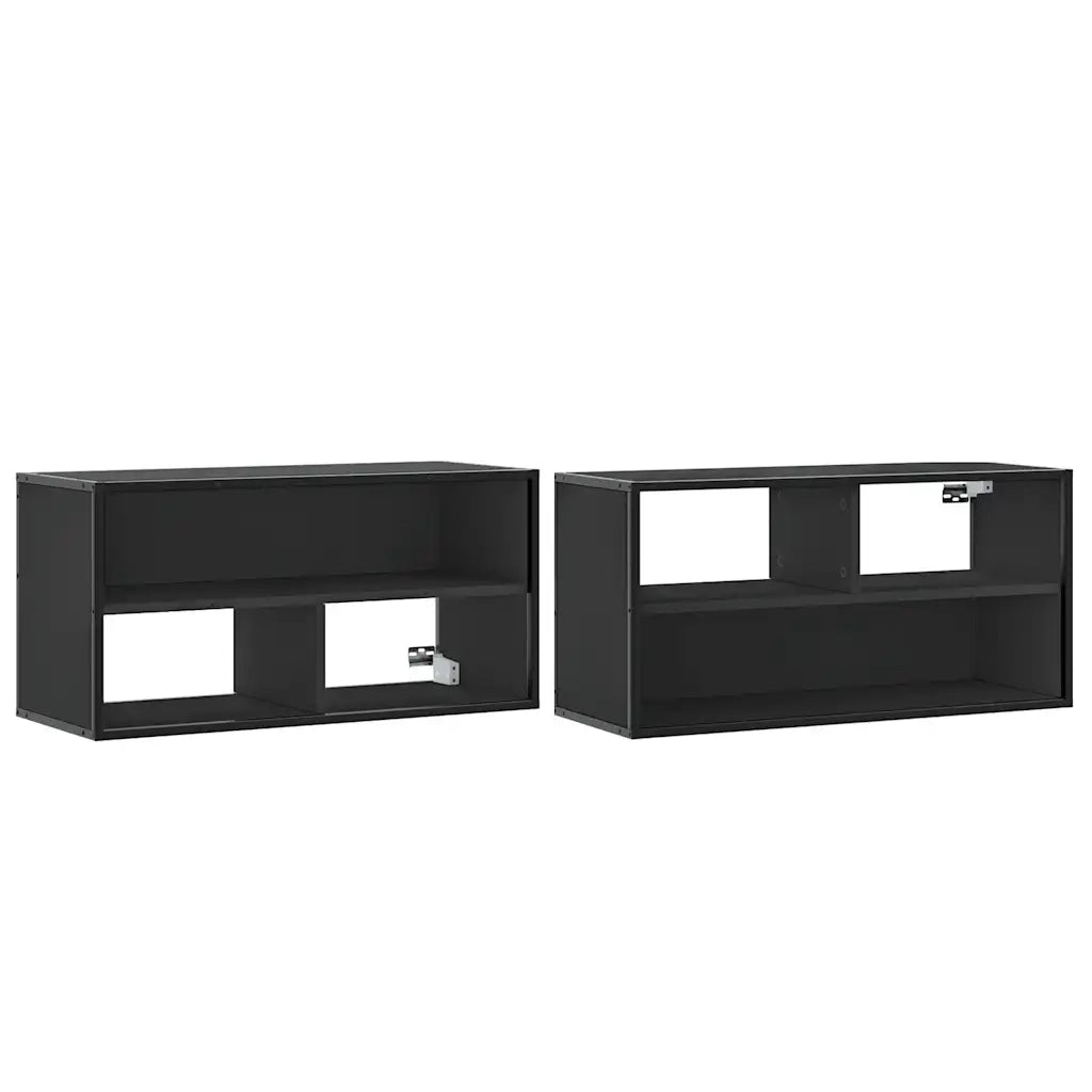 Mobile TV Nero 80x31x39,5 cm in Truciolato e Metallo 848924