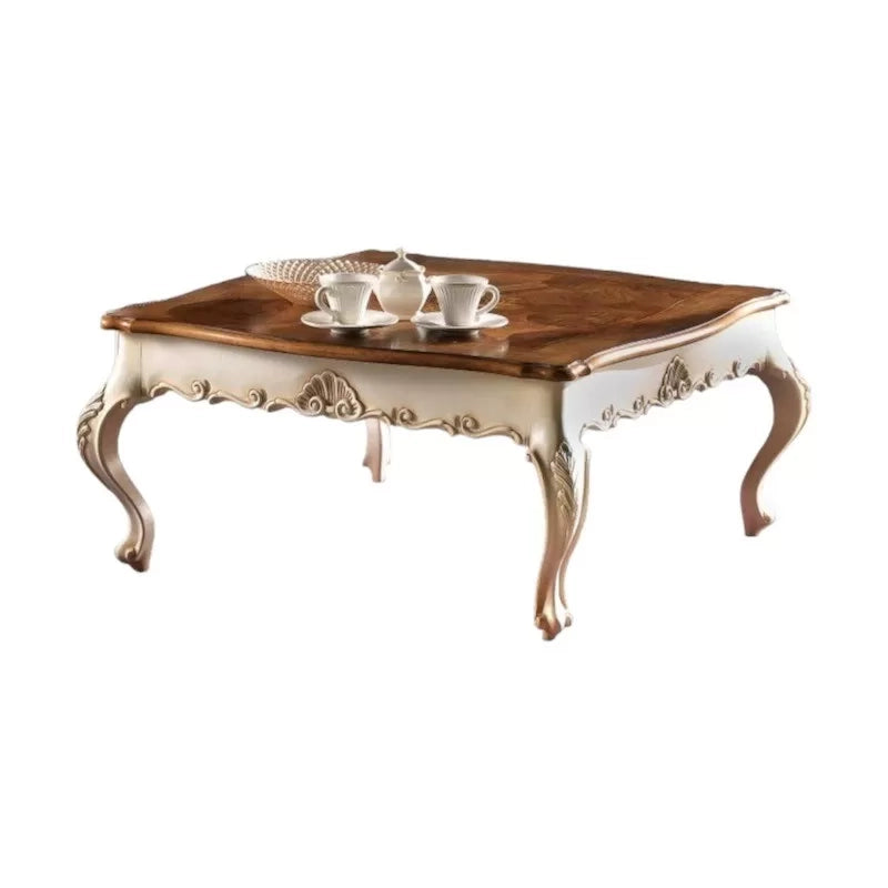 Tavolino quadrato classico legno intarsio shabby 104x104x48 - Mobili 2G