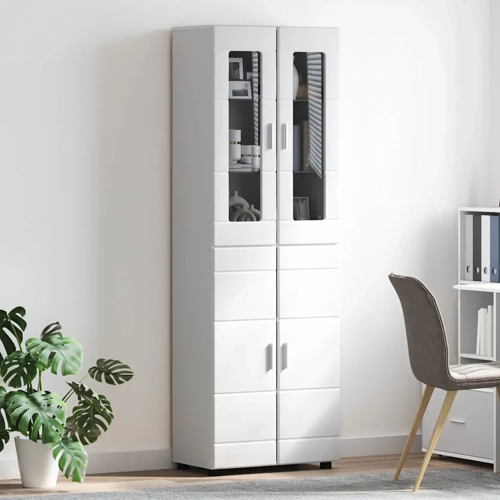 Credenza con lo scaffale FLORIN Bianco Lucido 60 x 35 x 182 cm