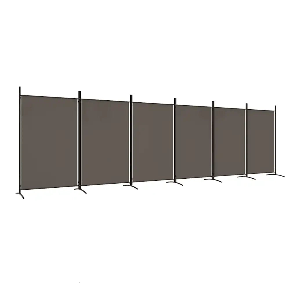 Divisorio Ambienti | Divider per stanze | Paravento a 6 Pannelli Antracite 520x180 cm Tessuto