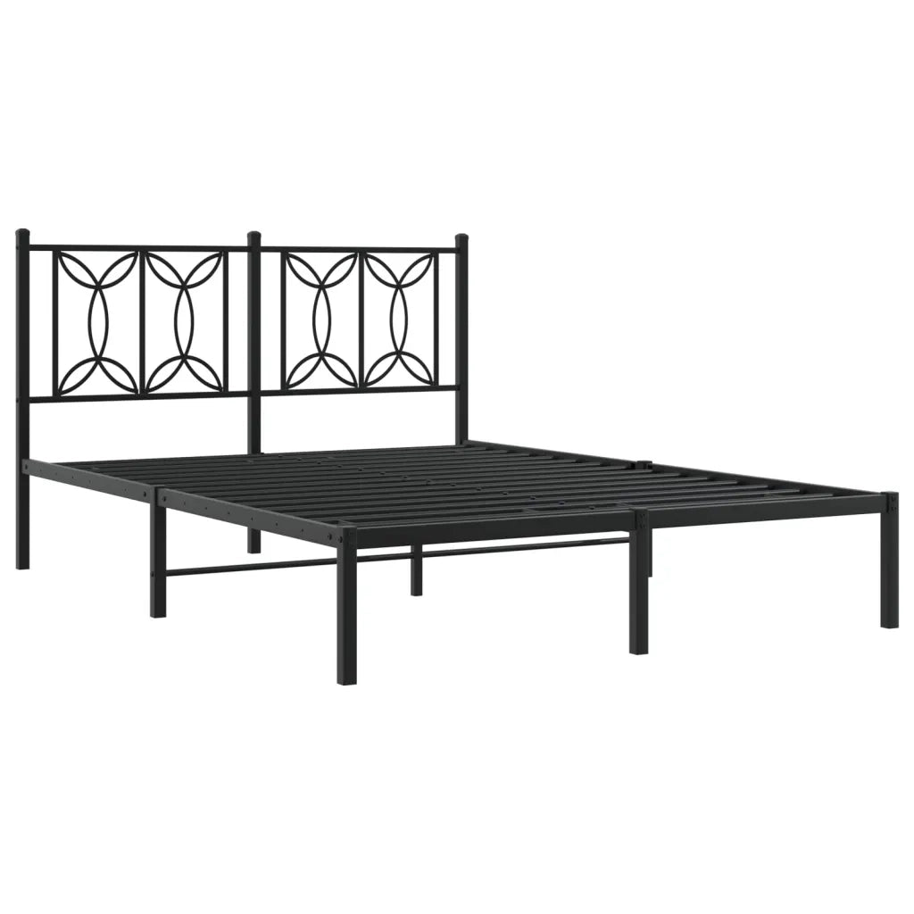 Giroletto con Testiera-Struttura Letto con testiera in Metallo Nero 140x190 cm 384137