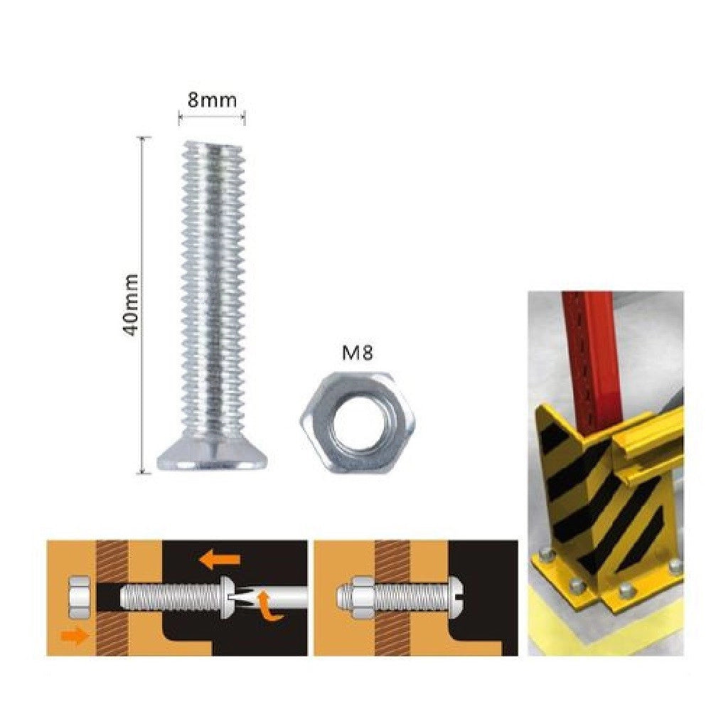 Trade Shop - Set 3 Pezzi Viti Vite Testa A Croce Piatta 8 X 40 Mm Con Dado Esagonale M8 90949 -