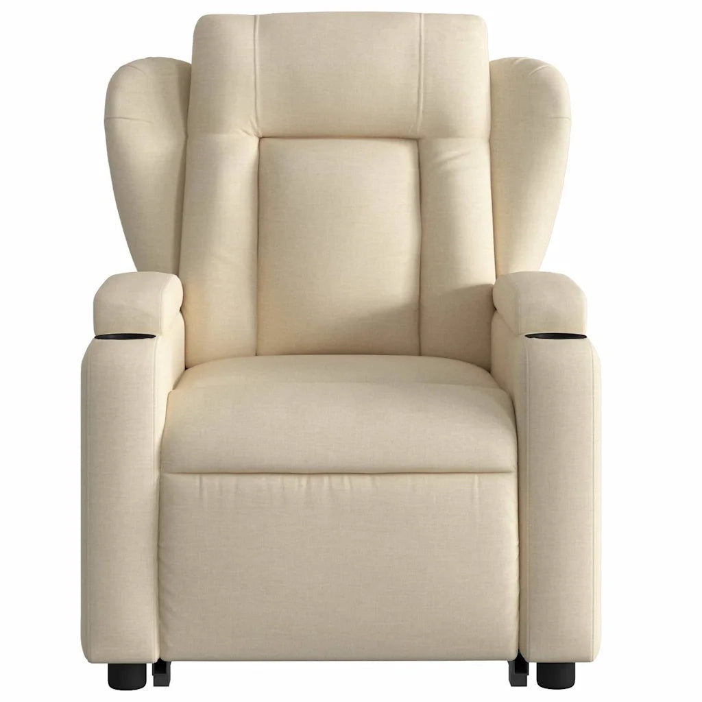 Poltrona Alzapersona Massaggiante Elettrica Crema in Tessuto 3204527