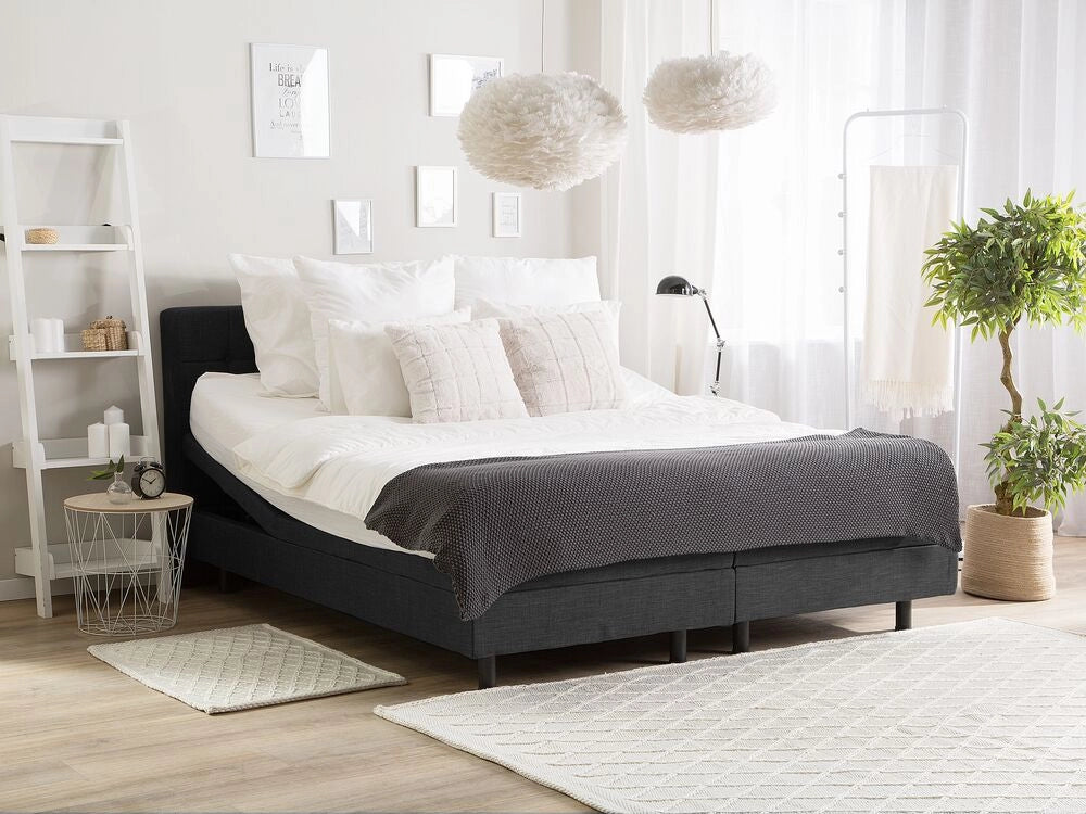 Letto Tessuto di colore Grigio Scuro Elettrico Regolabile con Telecomando 160 x 200 cm matrimoniale moderno