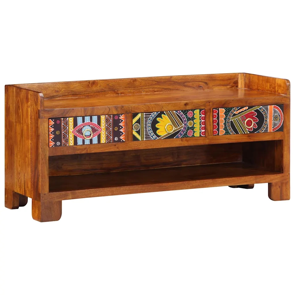 Panca per scarpe con cassetto-Sgabello-Panca da Corridoio Marrone miele 100 x 35 x 45 cm