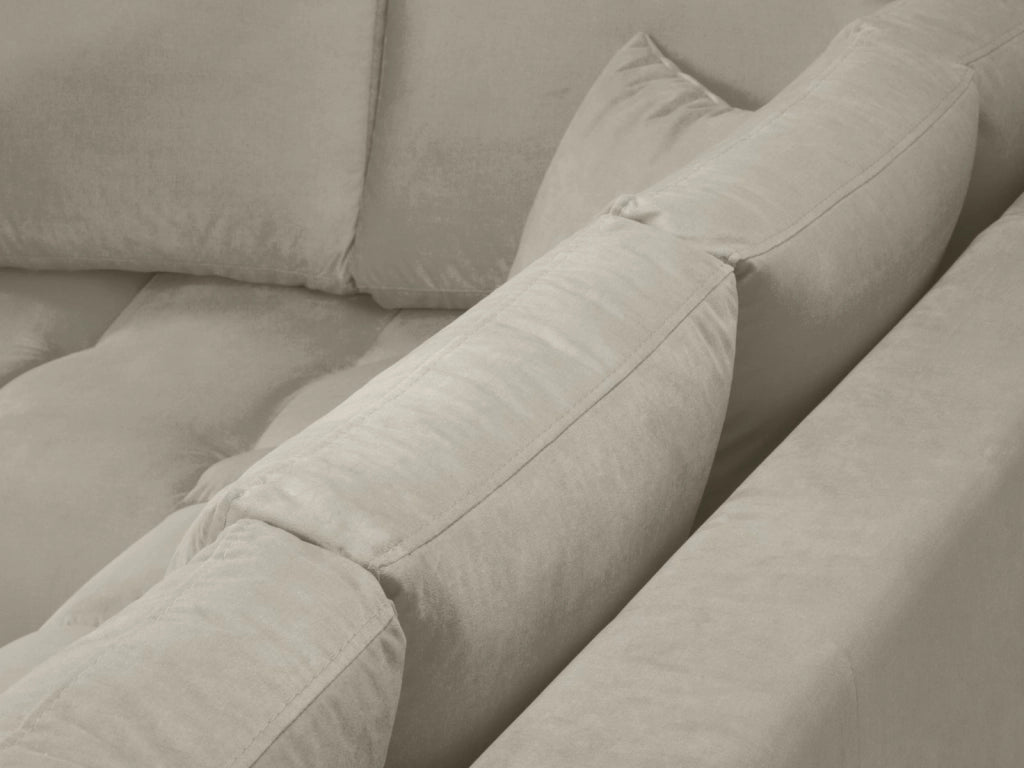 Cosmopolitan Design - Divano angolare sinistro "Hastings" 5 posti in velluto beige 