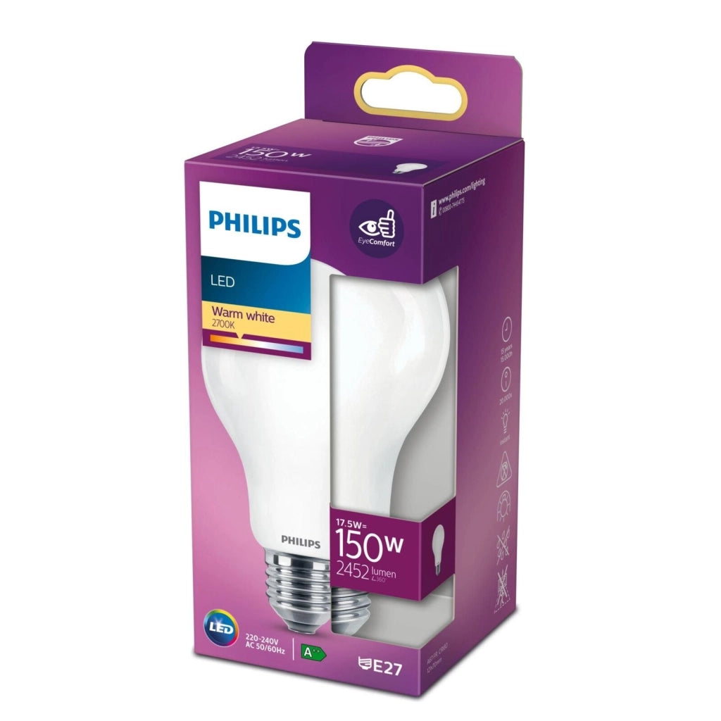 Philips 93031 Lampadina LED Goccia A67 E27 17.5W 2452 lm 2700K Classe D 15000h colore Bianco Caldo