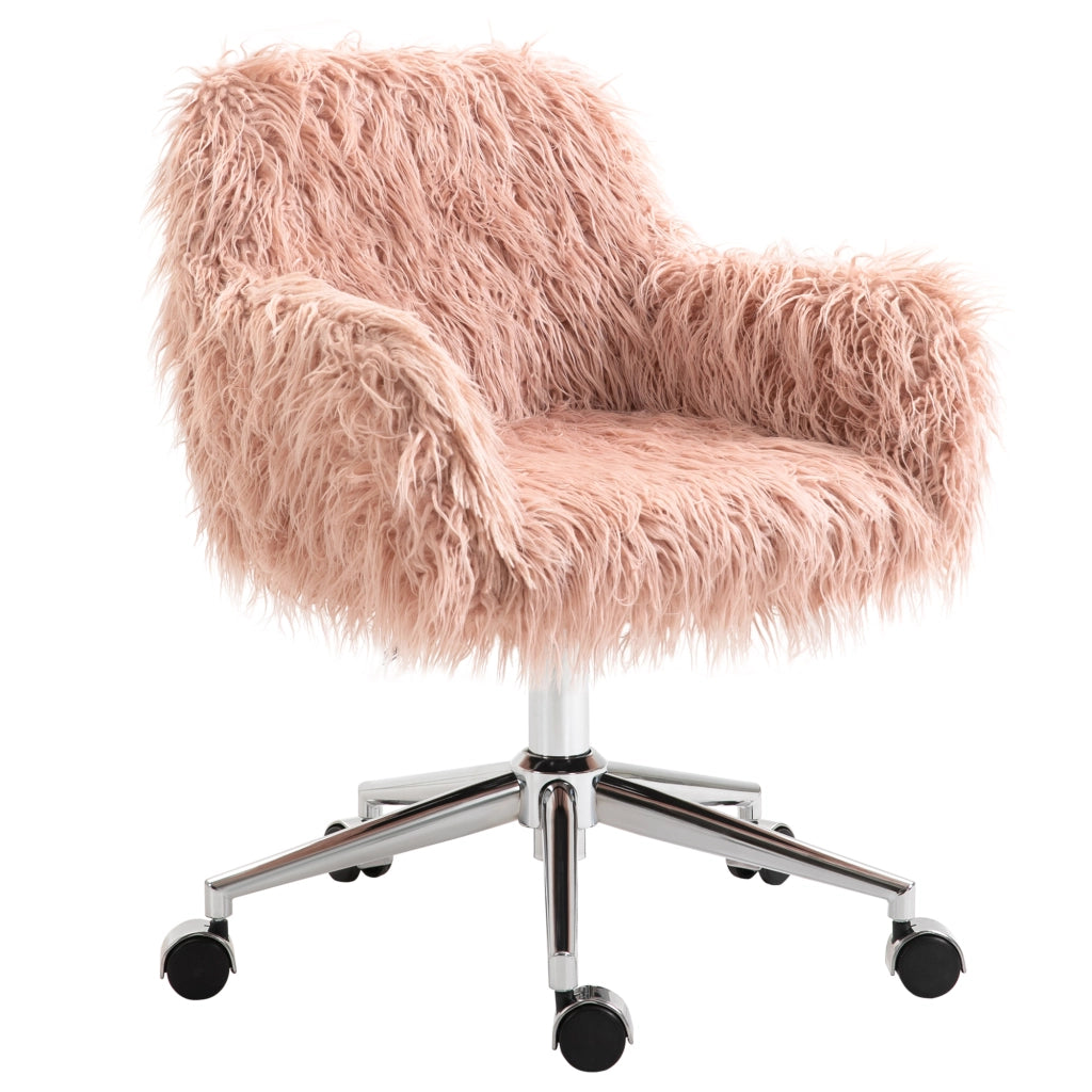Sedia da Ufficio Girevole Altezza Regolabile ¨C Xylo ¨C Ecopelle Rosa Gambe Metallo Argento 57x60x75-85cm