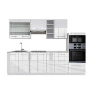 Cucina componibile Fame-Line Bianco lucido/Bianco 280 cm, PL Marmo Vicco