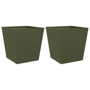 2 pz Fioriere | Cassetta per fiori | Vaso da Giardino Verde Oliva 40x40x40 cm in Acciaio