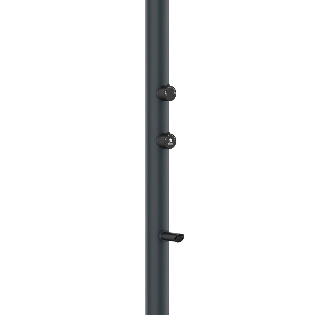 Doccia da Giardino in Alluminio Soffione LED Quadrato con Termometro LCD Sined Luna Alu Grigio