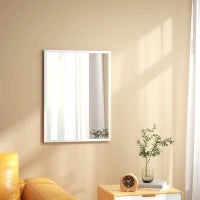 Specchio da Parete Rettangolare 60 x 80 cm, Cornice in MDF, Ideale per Bagno, Salotto o Camera da Letto, Bianco