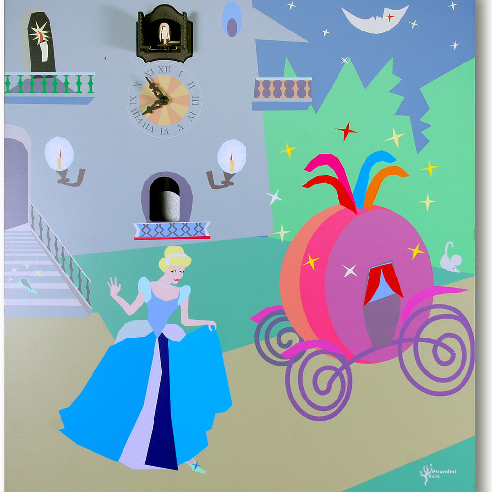 Orologio a Cucù da Parete 43X52X10Cm Pirondini Italia Cenerentola Notte