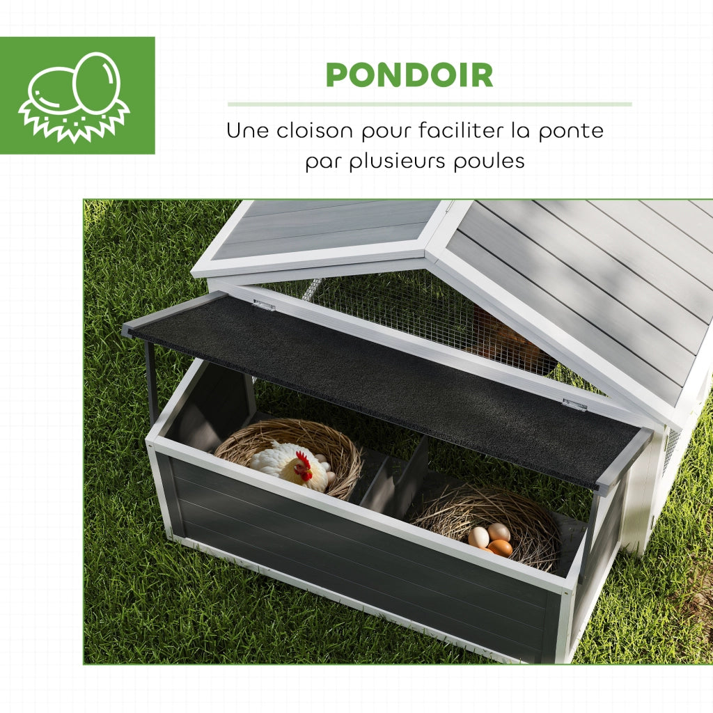 Pollaio per Galline con Porta e Tetto Aprile ¨C zephmum ¨C 240x112.5x76 cm Bianco