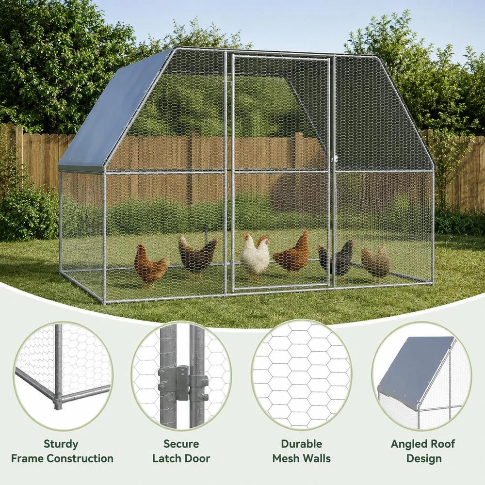 Chicken Cage, Silver And Grey, 3x2x2 M, Galvanized Steel