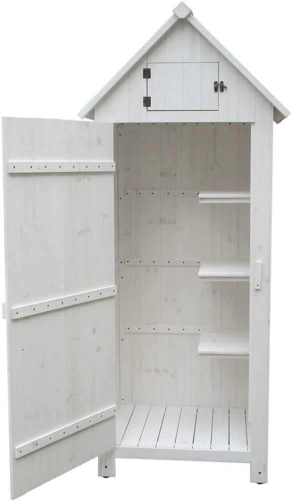 Armadio FORESTA casetta da giardino in legno di abete colore bianco 0,77x0,55x1,79H con 3 ripiani