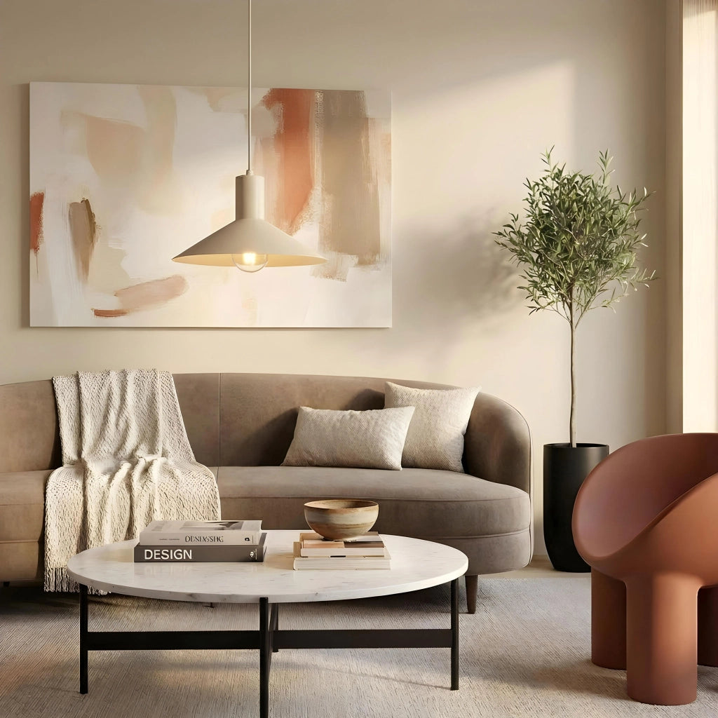 Lampada a sospensione Nox beige cono 1xE27 30 cm Luminex