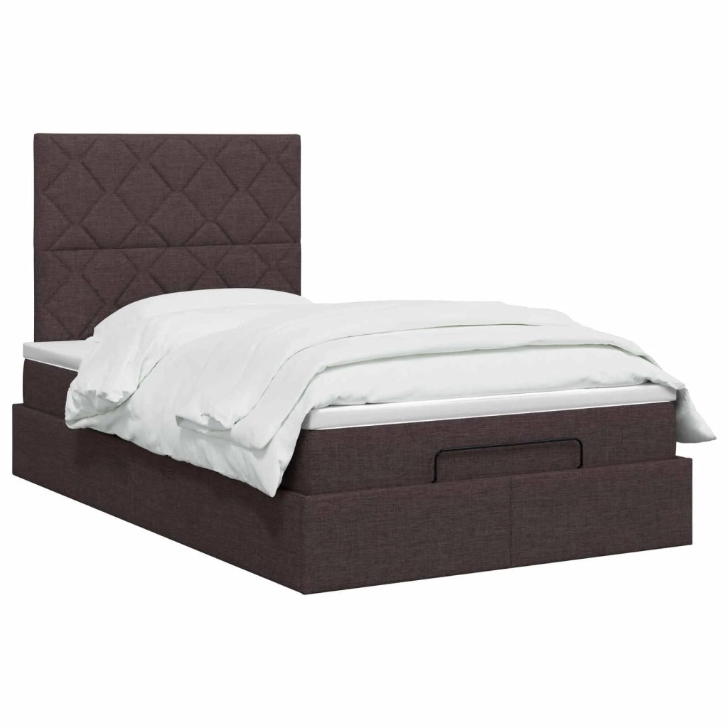Letto ottomano con materasso Marrone Scuro 120 x 190 cm Tessuto 3457559