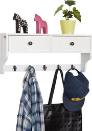 Scaffalatura da parete con cassetto - Pannello da appendere - Organizzatore di stoccaggio - Costruzione in MDF - Ideale per ingresso, bagno, cucina - 60 cm x 14 cm x 27 cm