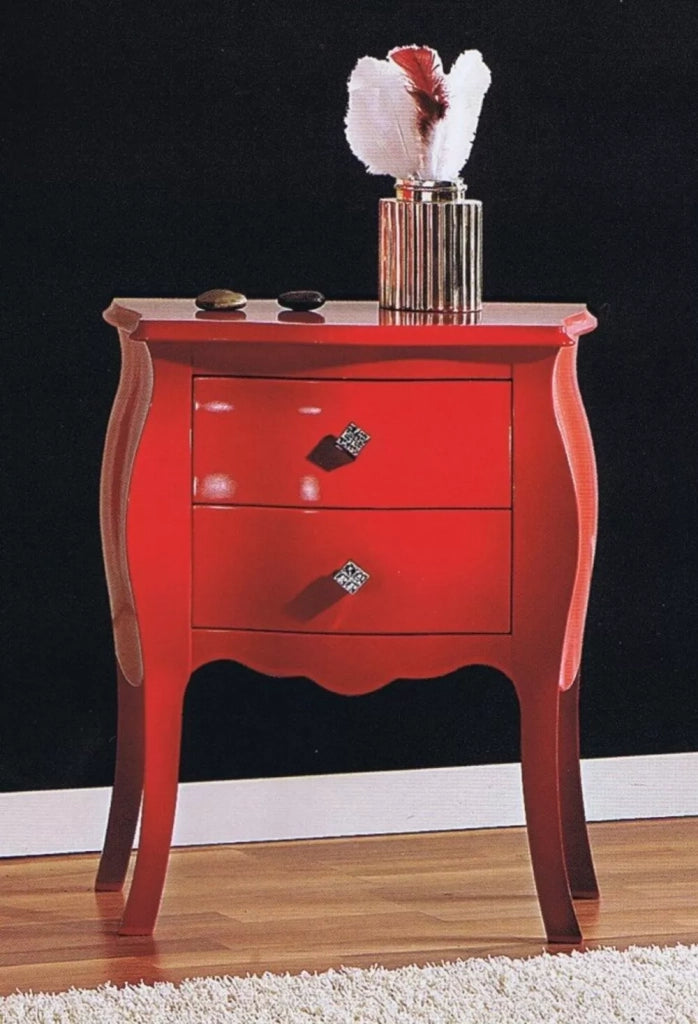 Comodino bombato legno rosso brillante 50x30x60 - Mobili 2G