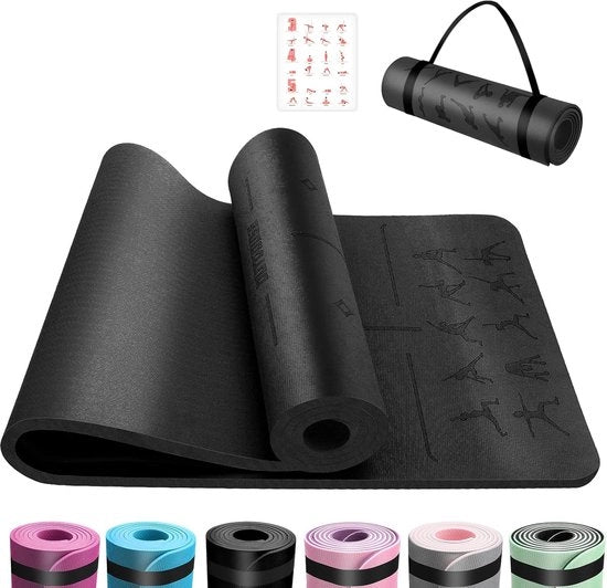Mat Yogastadio Antiscivolo - Idoneo per la pelle e trasportabile - 1 pezzo - TPE - 183 x 61 cm