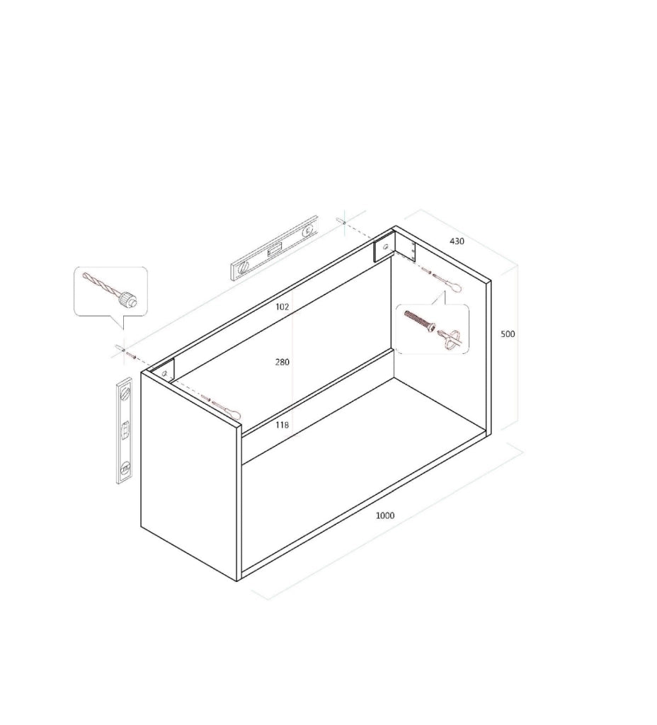 Mobile da Bagno Sospeso con Lavabo Specchio e Lampada a LED TFT Febe Rovere Wengè