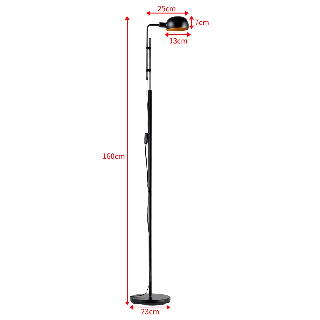 Lampada da Terra 'Bolton' Piantana in Metallo con Paralume Mezzo Globo - Nero [lux.pro]