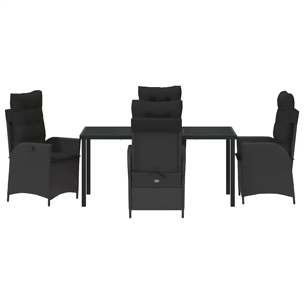 Set da Pranzo per Giardino con cuscino 5 pcs Nero polyrattan 3380487